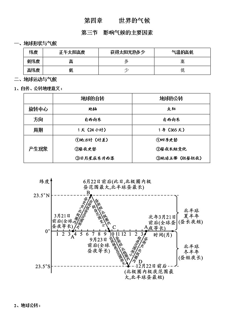 4.3 影响气候的主要因素 学案-湘教版七年级地理上册01