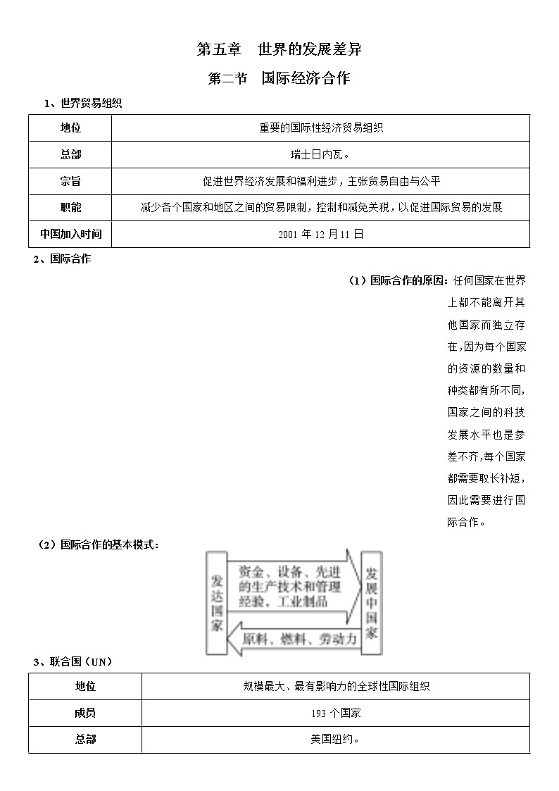 5.2 国际经济合作 学案-湘教版七年级地理上册01