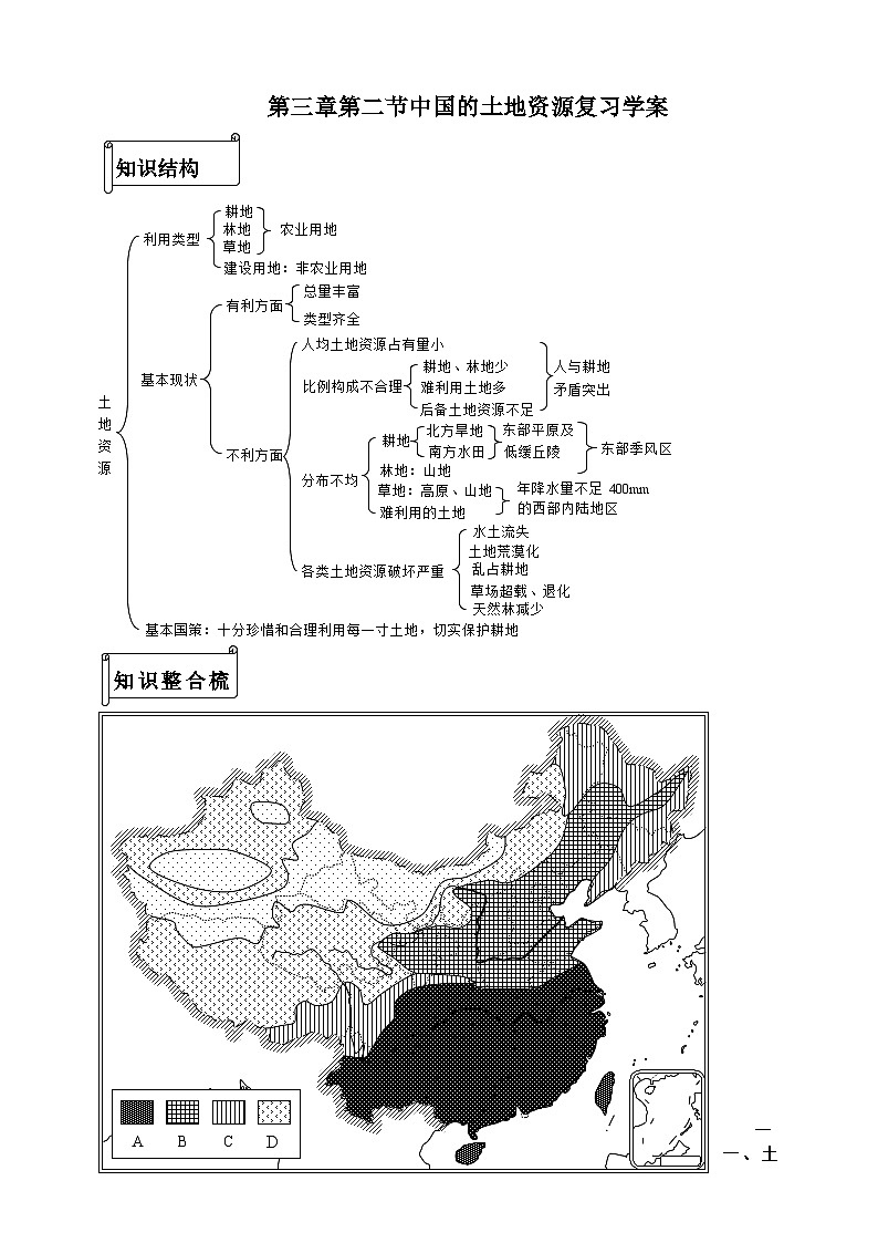 第三章第二节 中国的土地资源 复习学案01