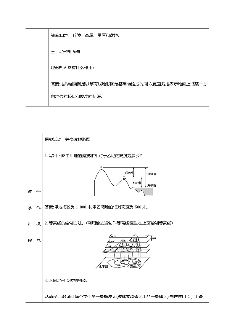 人教版（新课标）七年级地理上册：1.4 地形图的判断-教案（2）第3页
