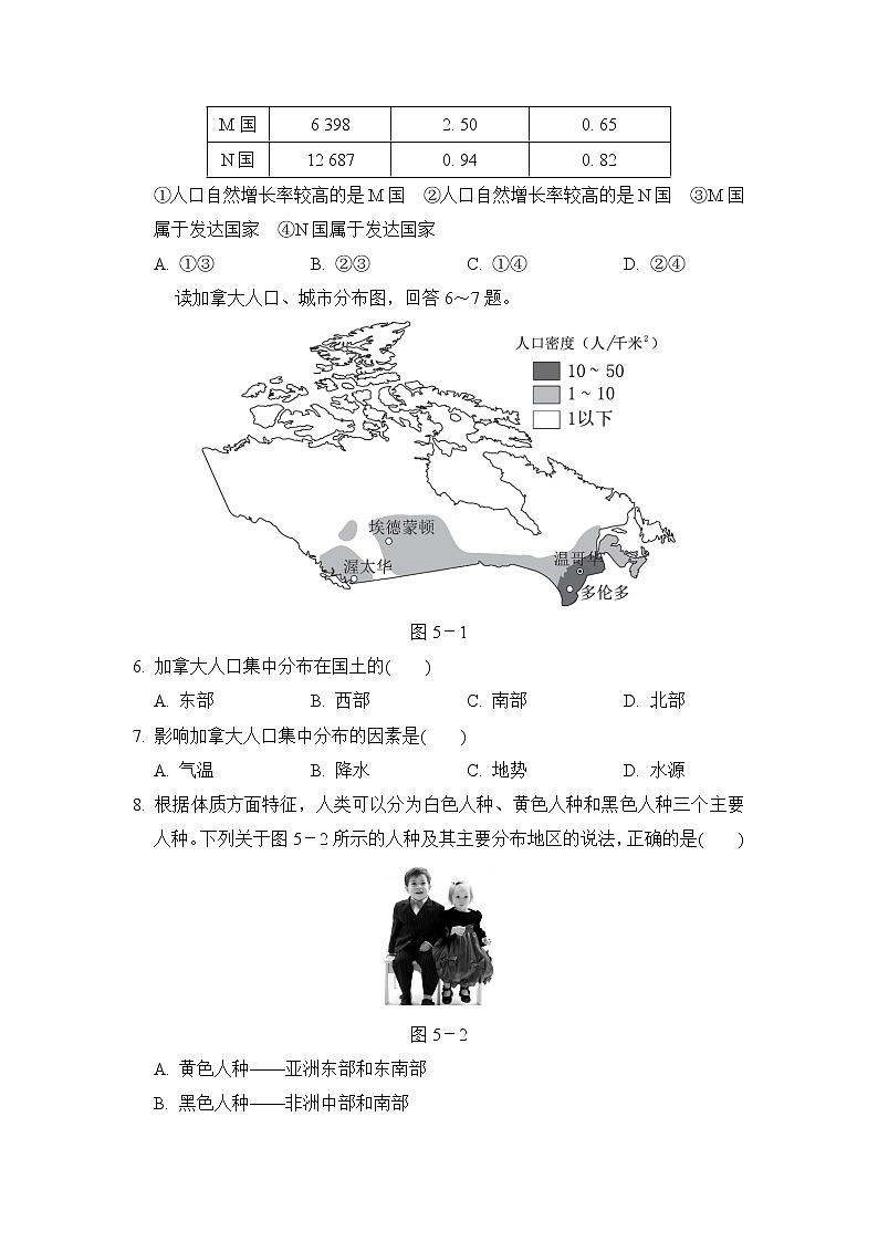 人教版七年级上册地理 第四、五章达标测试卷第2页