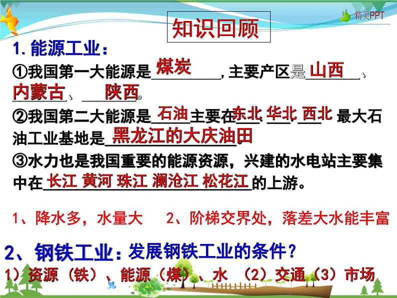 （湘教版）八年级地理上册课时同步课件 4.2工业 第二课时第1页