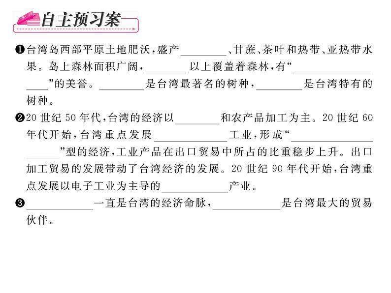 人教版地理八年级下册第七章  第四节         祖国的神圣领土-----台湾省  第2课时课件第4页