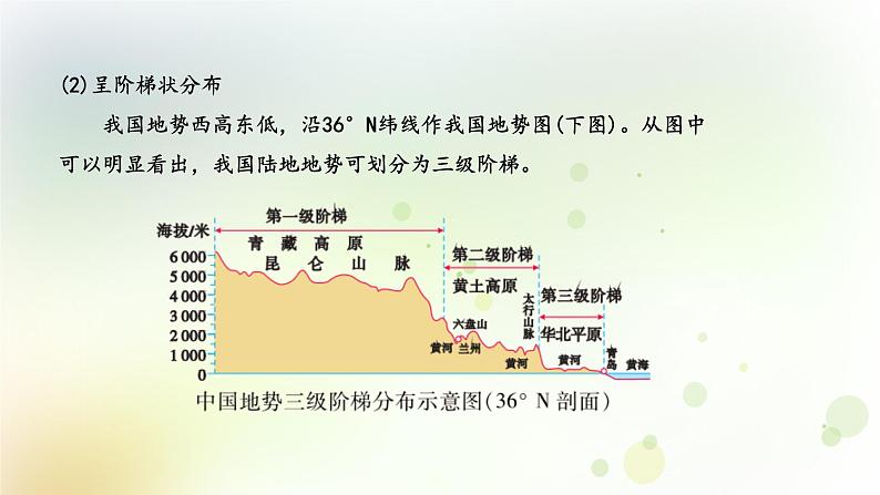 八年级地理上册第二章中国的自然环境第一节地形和地势课时2地势西高东低呈阶梯状分布教学课件新人教版06