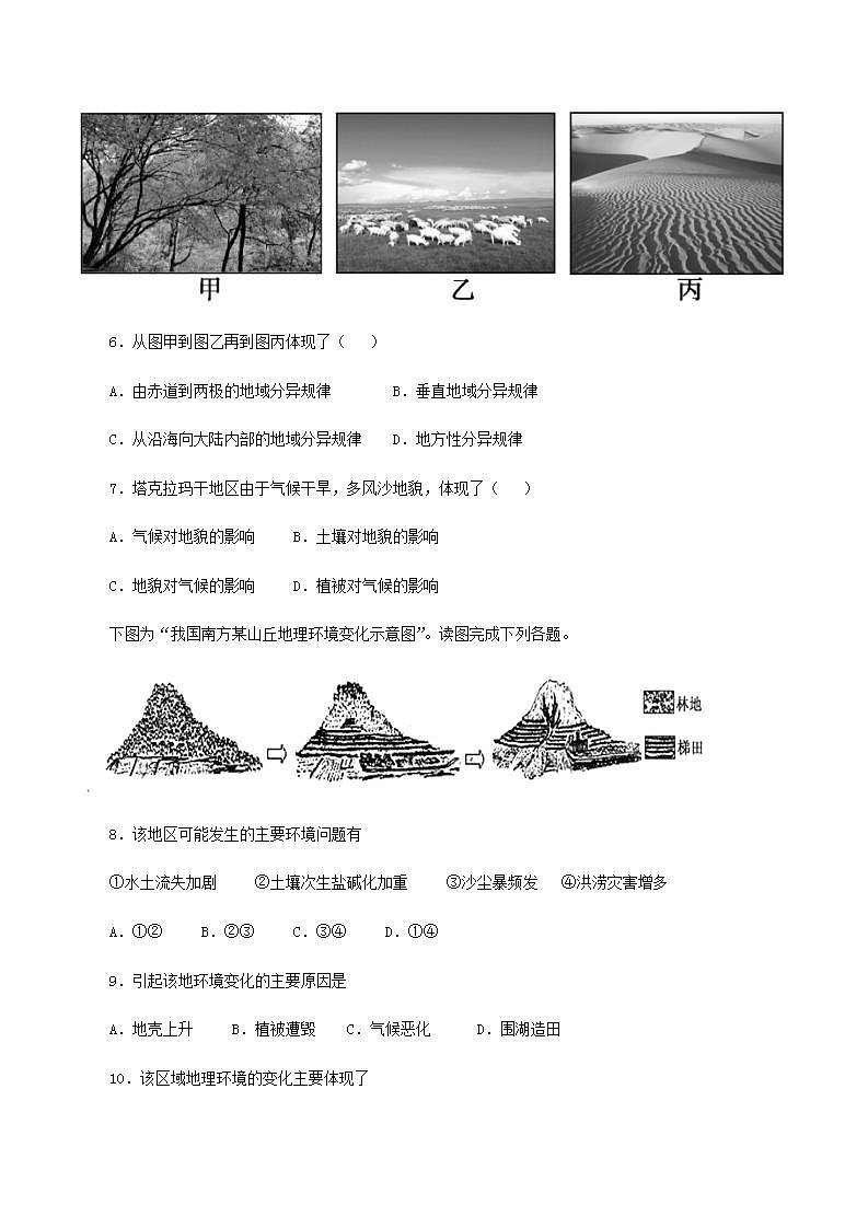 2021-2022 人教版（2019）选必一 5.1自然环境的整体性 作业学案02