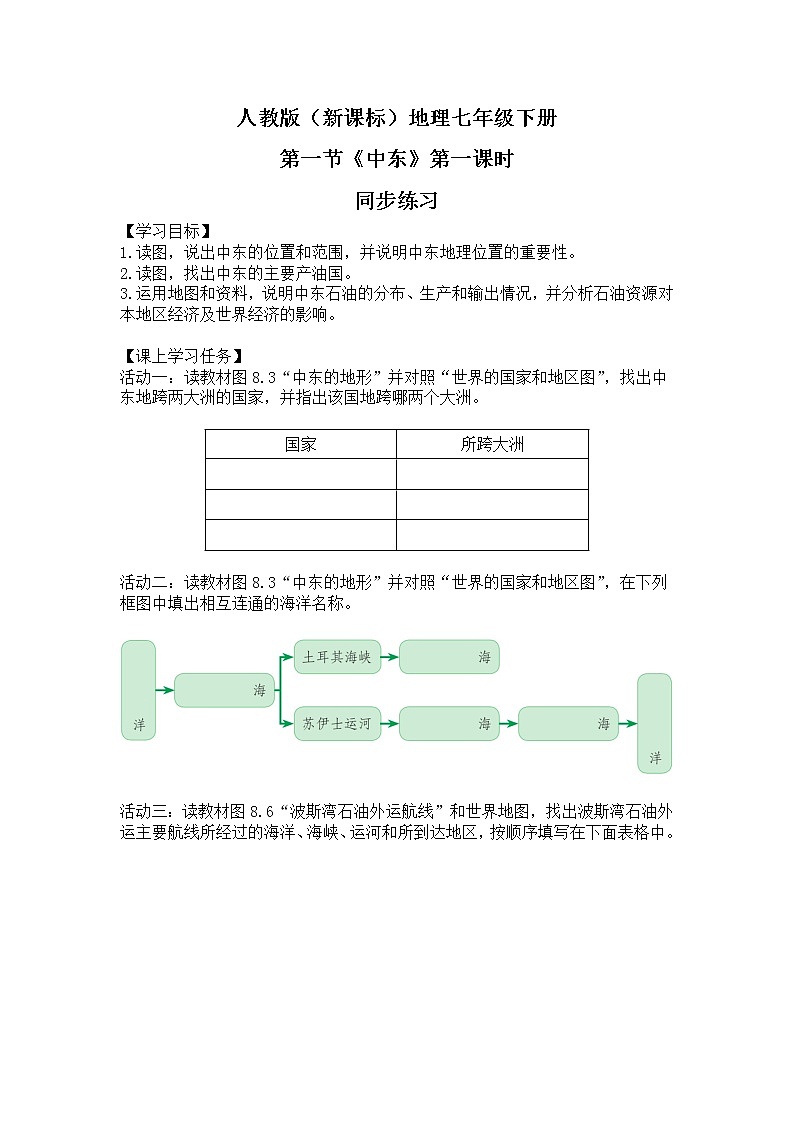 人教版（新课标）地理七年级下册：第一节《中东》（第一课时）（课件+教案+同步练习）01
