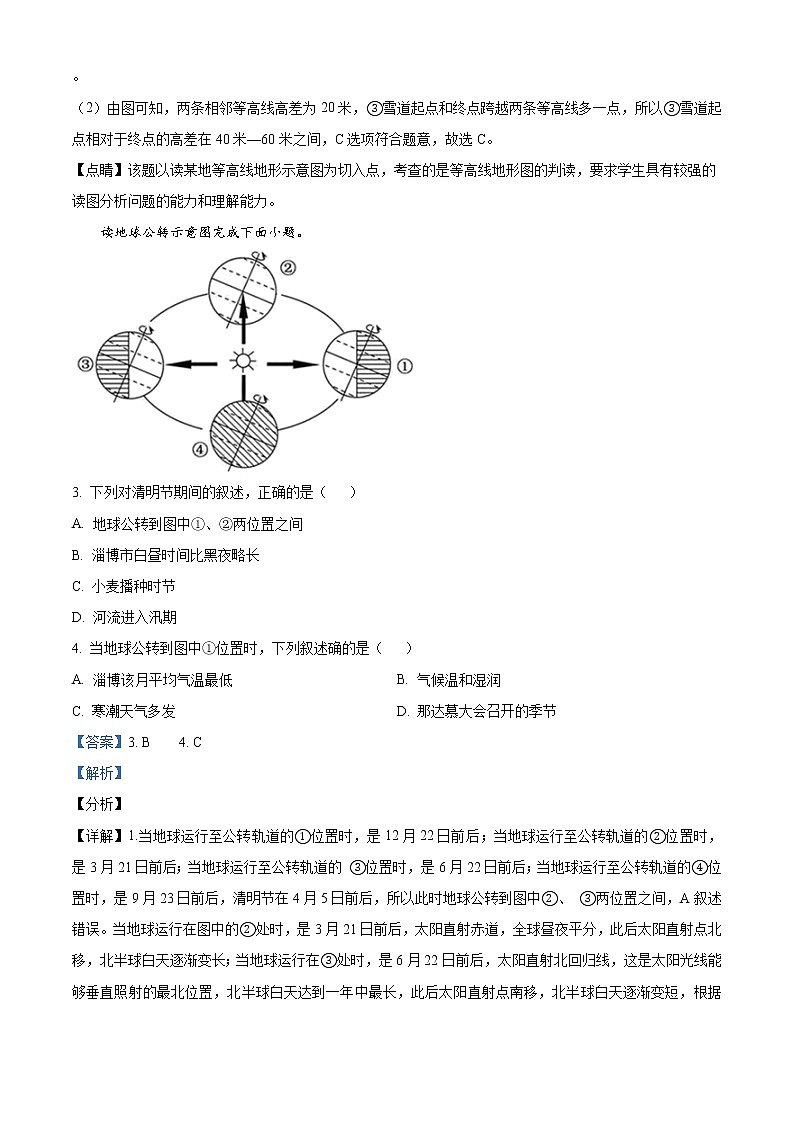 2021年山东省淄博市中考地理一模试卷（解析版）02