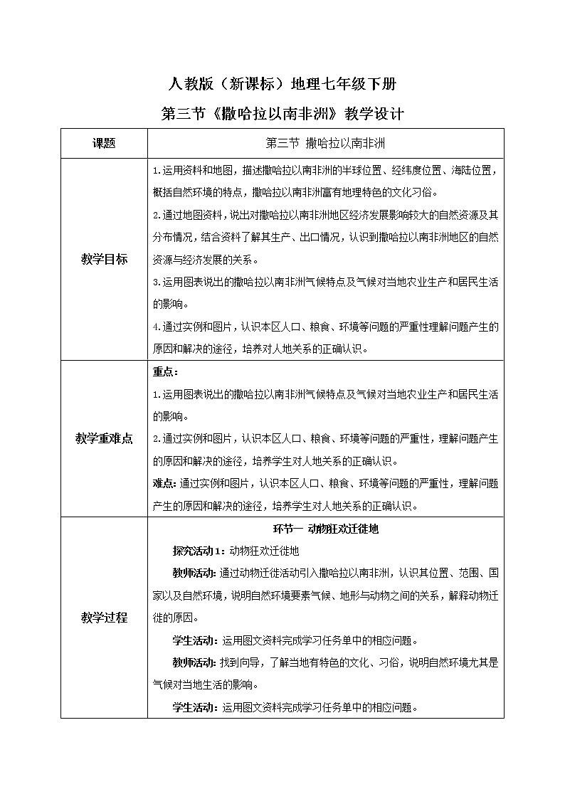 人教版（新课标）地理七年级下册：第三节《撒哈拉以南的非洲》（课件+教案+同步练习）01