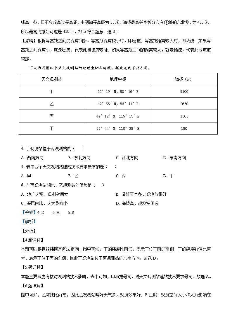 精品解析：四川省泸洲市泸县2021年中考一模地理试题02