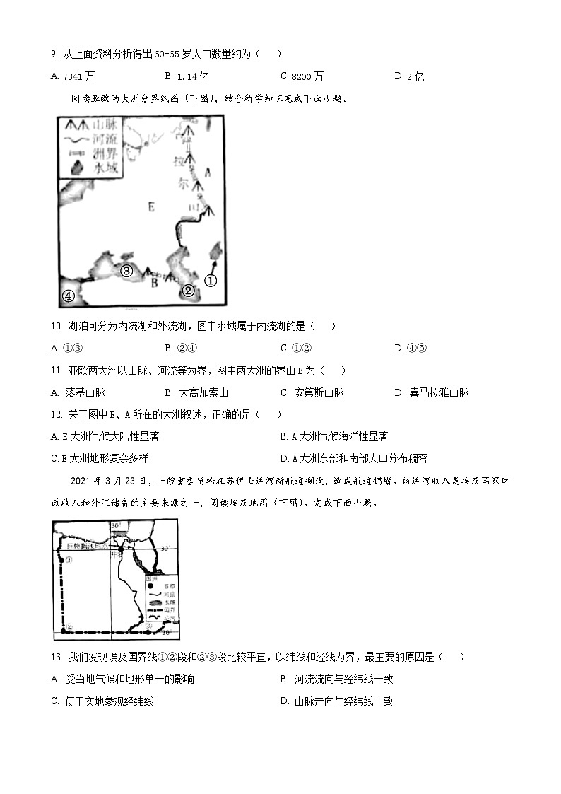 2021年湖南常德市中考地理真题 （含答案）03
