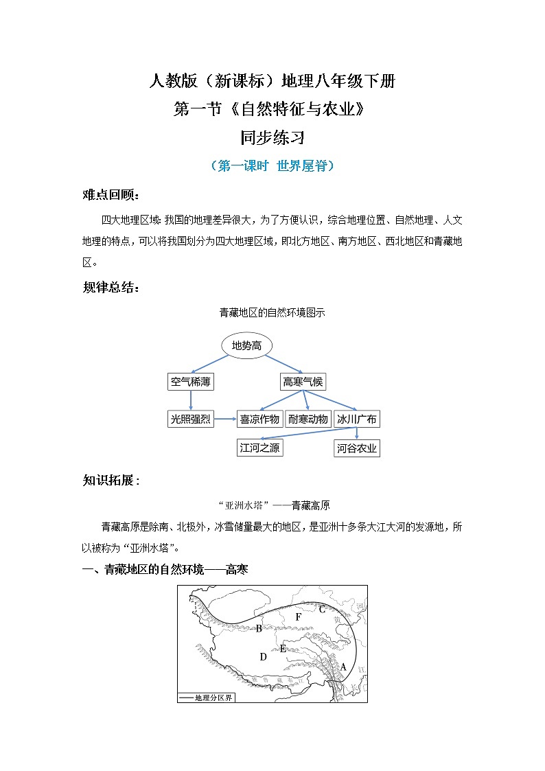 人教版（新课标）八年级地理下册：9.1《自然特征与农业》章节综合与测试（课件+练习）01