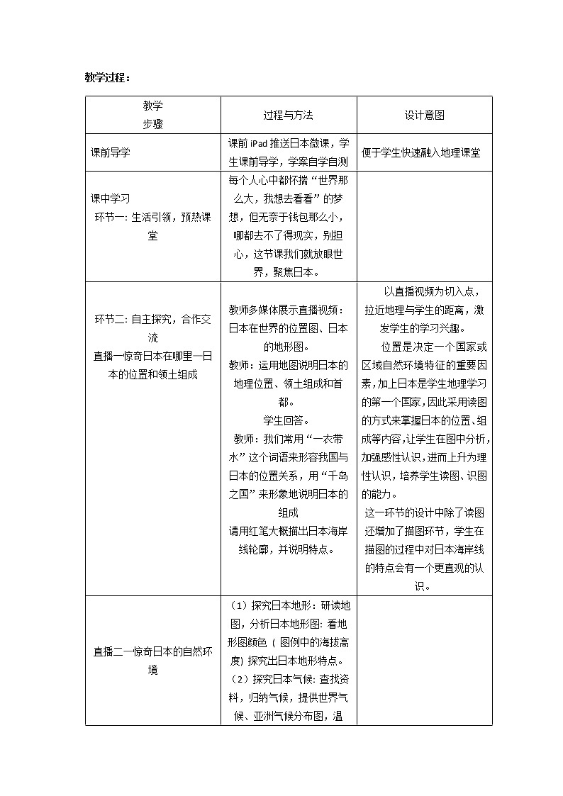 六年级下册教案 7.1 日本 鲁教版（五四学制）第2页