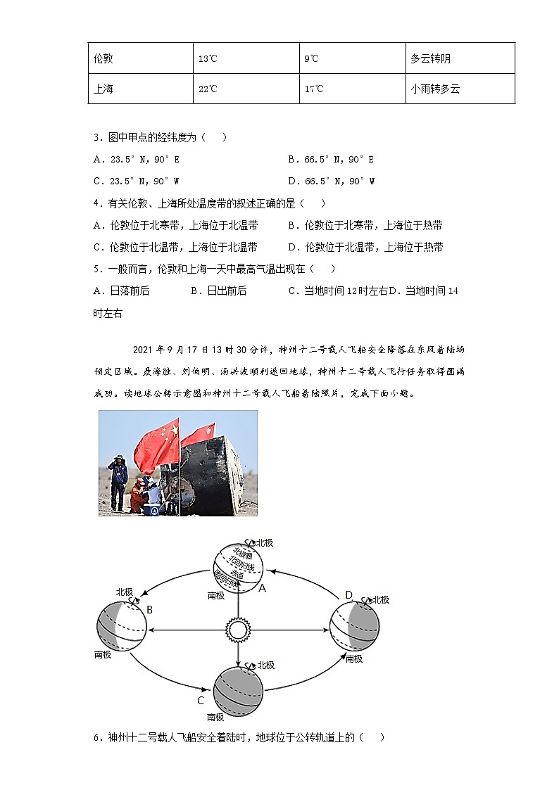 广东省揭阳市揭东区2021-2022学年九年级上学期期中地理试题（word版 含答案）02