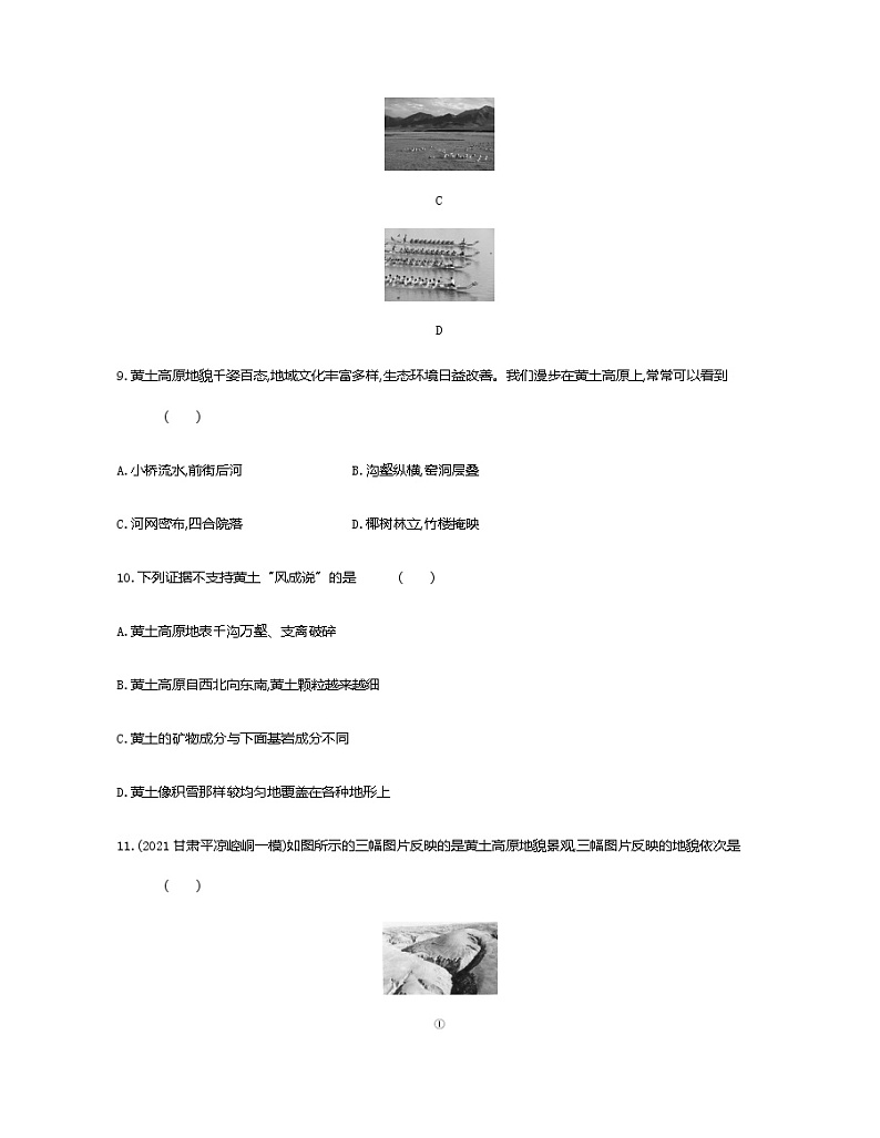 第六章第三节　世界最大的黄土堆积区——黄土高原-2022学年地理八年级下册人教版 同步练习（Word含解析）第3页