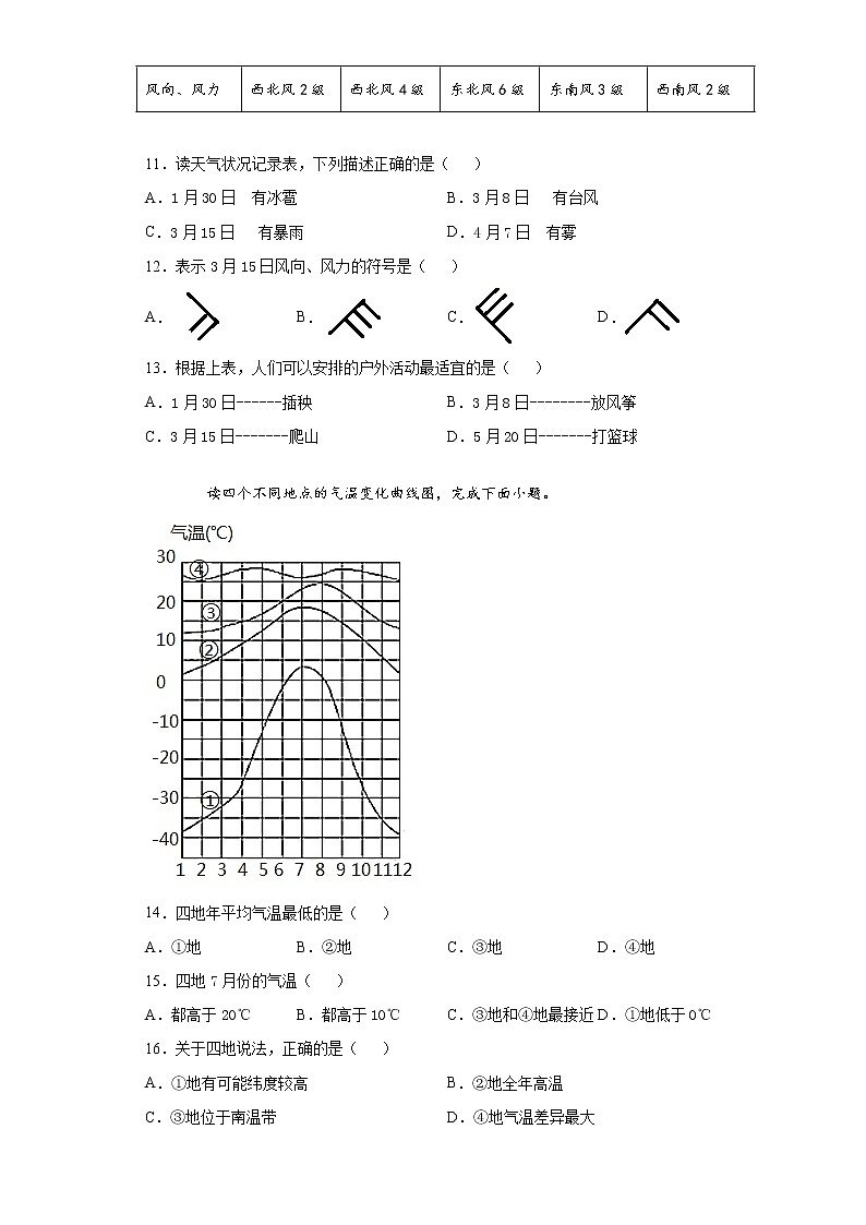 吉林省吉林市2021-2022学年七年级上学期期末地理试题（word版 含答案）03