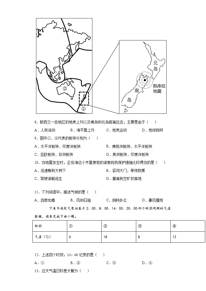 2021-2022学年七年级上册地理期末模拟试卷第3页