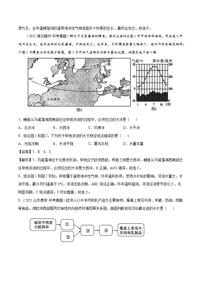 专题14 欧洲西部-近三年中考真题地理一轮复习专题汇编（全国通用2021）（含解析）第3页