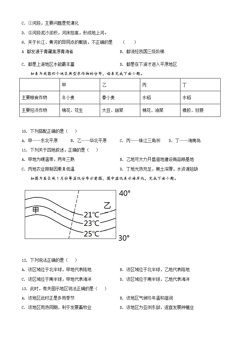 精品解析：2021年内蒙古呼和浩特市新城区中考二模地理试题（原卷版）第3页