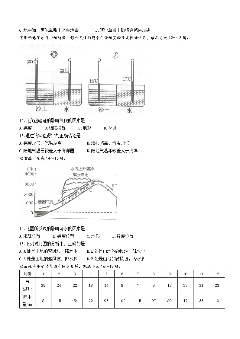 山东省济宁市曲阜市2021-2022学年七年级上学期期末地理试题（word版 含答案）03