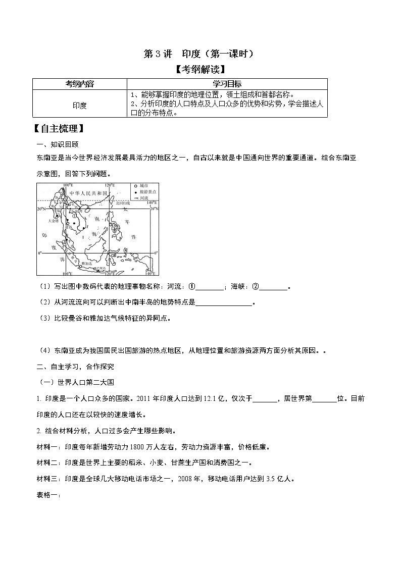 人教版（新课标）地理七下7.3《印度》第一课时 授课课件+学案01