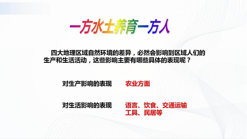 中图版地理七下6.2《四大区域自然环境对生产和生活的影响》课件+教案+同步练习02