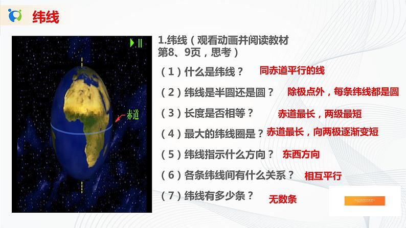 中图版地理七年级上册 第一章 第一节 经纬地球 课件03