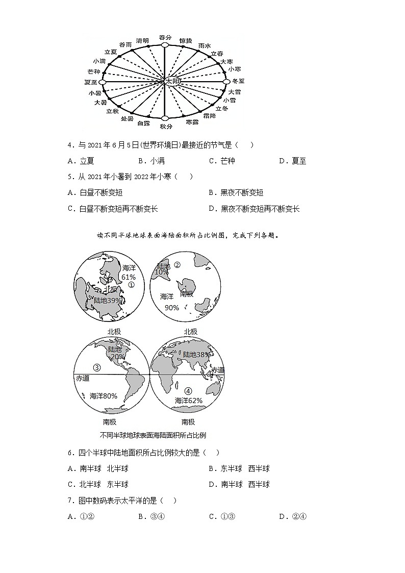 山东省菏泽市郓城县2021-2022学年七年级上学期期末地理试题（word版 含答案）02