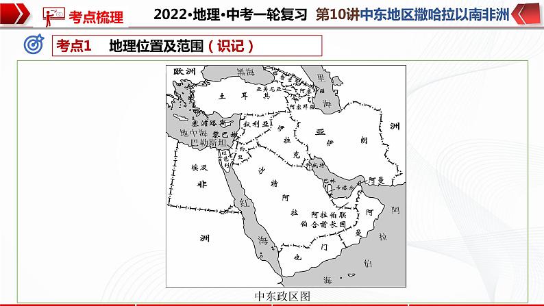 2022·广东地理·中考一轮 第10讲 了解区域 中东地区 撒哈拉以南非洲 （课件+教学设计+同步练习）06