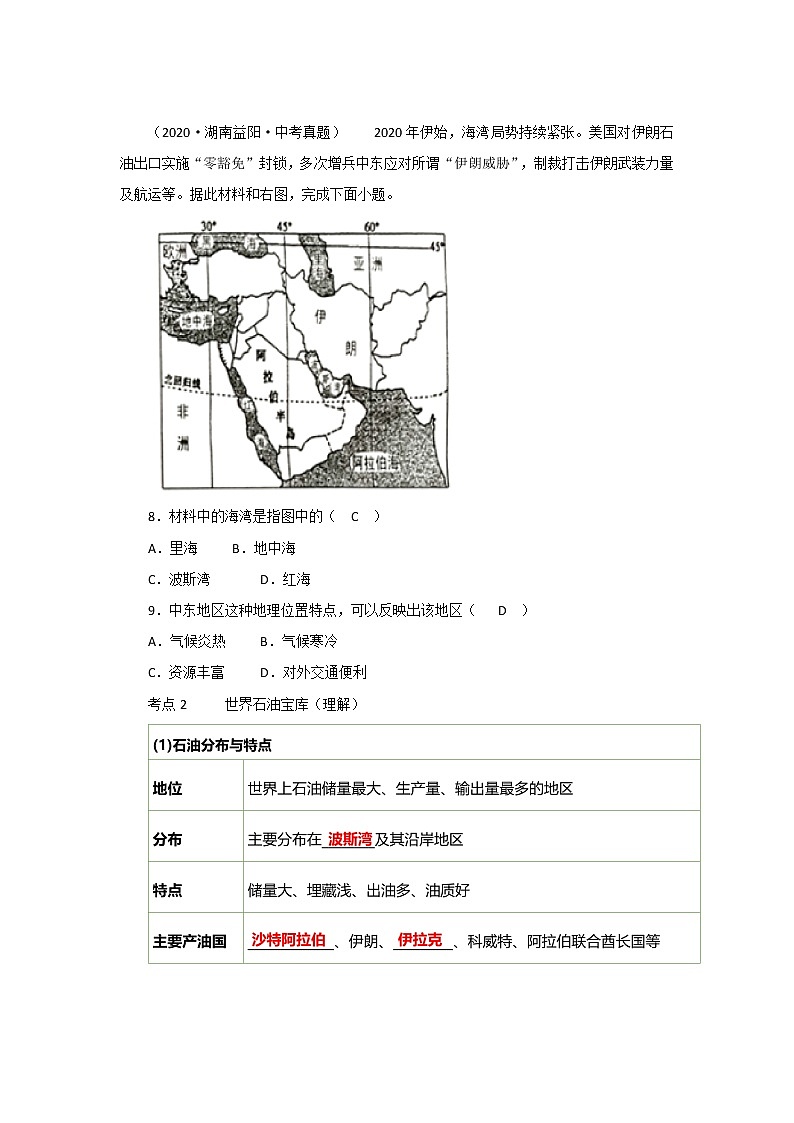 2022·广东地理·中考一轮 第10讲 了解区域 中东地区 撒哈拉以南非洲 （课件+教学设计+同步练习）03