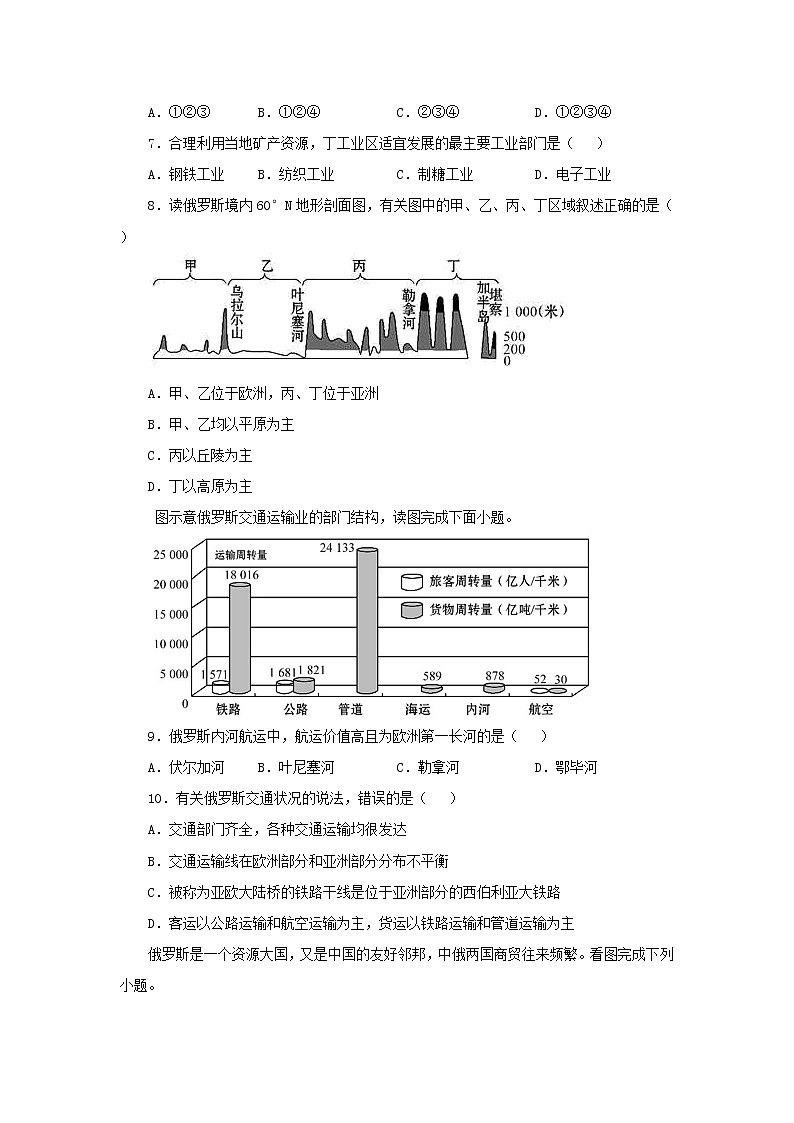 2022·广东地理·中考一轮第14讲 走进国家 俄罗斯 美国 同步练习第2页
