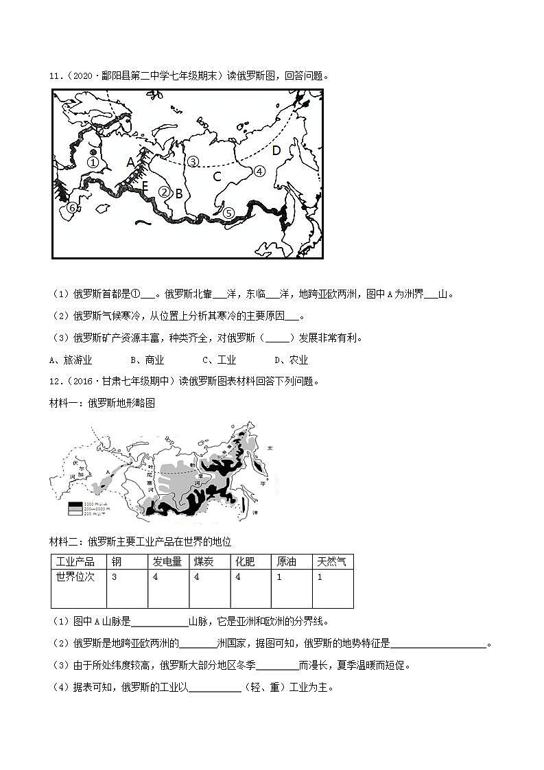 商务星球版七下地理8.2《俄罗斯》第1、2课时 课件+同步练习02
