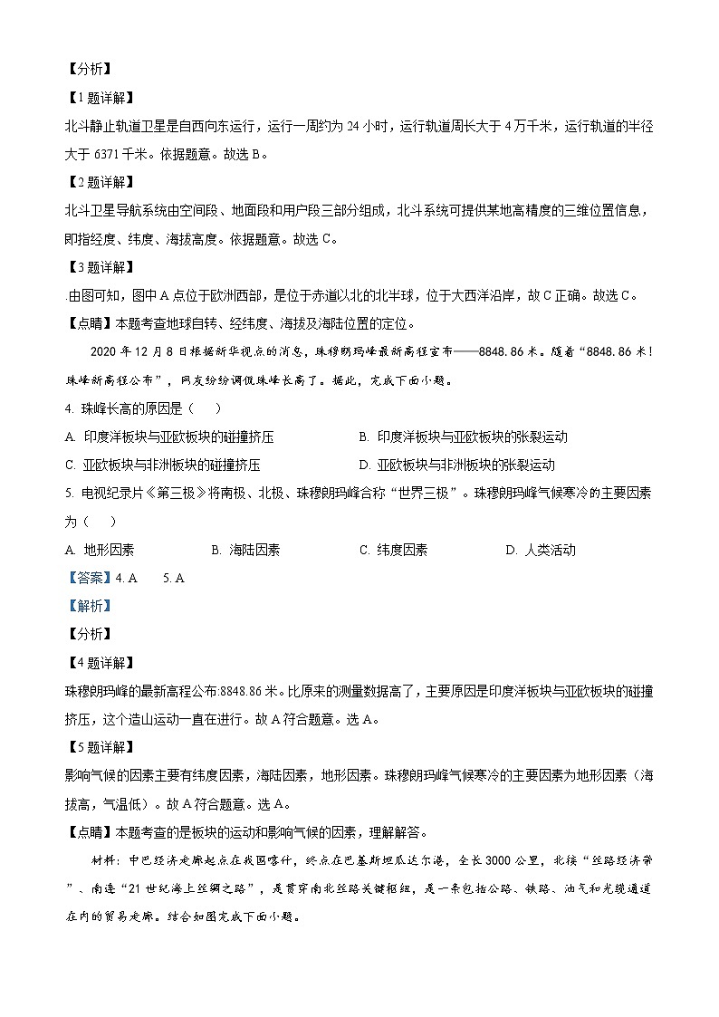 精品解析：2021年湖南省邵阳市邵阳县初中毕业学业模拟考试（一模）地理试题（解析版+原卷版）02