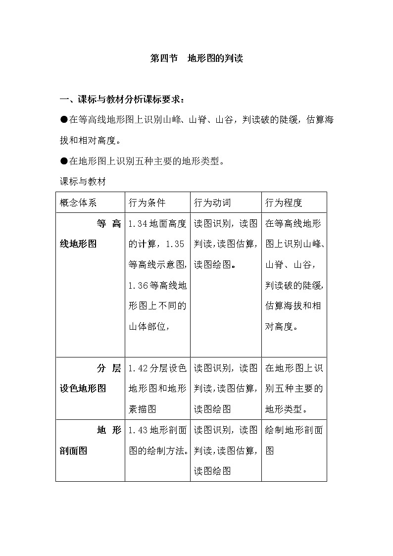 人教版地理七年级上册 第四节  地形图的判读1教案第1页