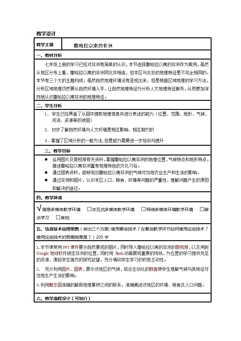 人教版地理七年级下册 撒哈拉以南的非洲教案01