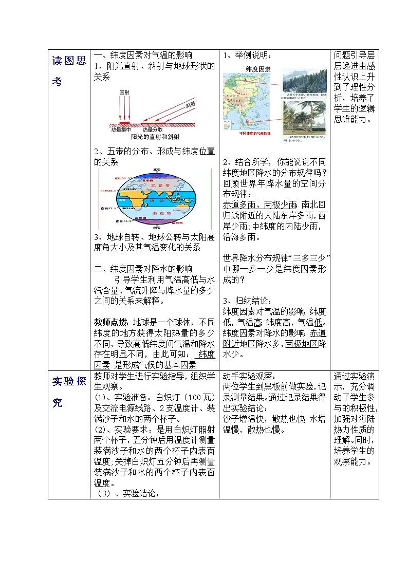 【商务星球版】七年级地理上册第4章第5节 形成气候的主要因素(1)教案第3页