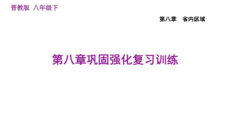 晋教版八年级下册地理 第8章 第八章巩固强化复习训练 习题课件第1页