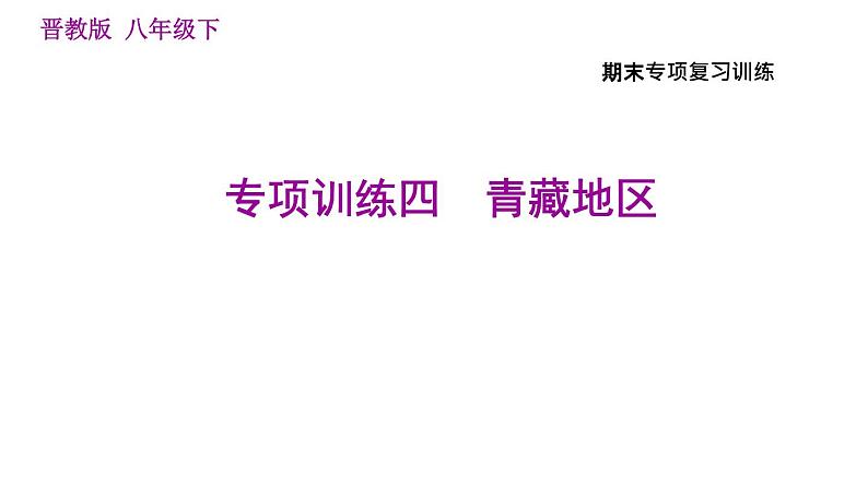 晋教版八年级下册地理 期末专项复习 专项训练四　青藏地区 习题课件第1页
