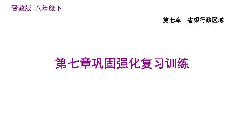 晋教版八年级下册地理 第7章 第七章巩固强化复习训练 习题课件第1页