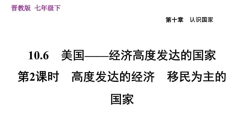 晋教版七年级下册地理 第10章 10.6.2  高度发达的经济　移民为主的国家 习题课件01