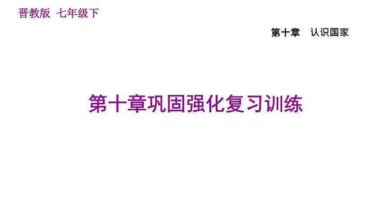 晋教版七年级下册地理 第10章 第十章巩固强化复习训练 习题课件第1页