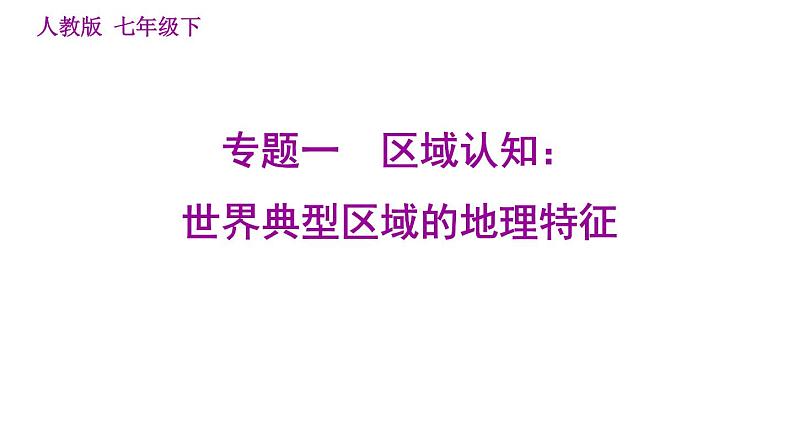 人教版七年级下册地理 期末专练 专题一　区域认知：世界典型区域的地理特征 习题课件第1页