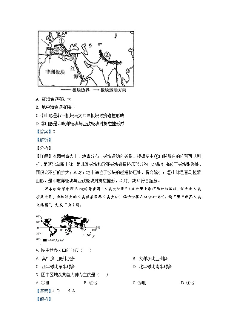 精品解析：山东省滨州市2019-2020学年第二次模拟测试地理试题(解析版+原卷版)02