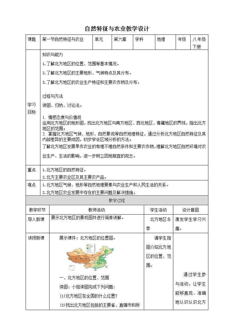 人教版八年级下册6.1自然资源与农业（课件+教案+学案+练习）01