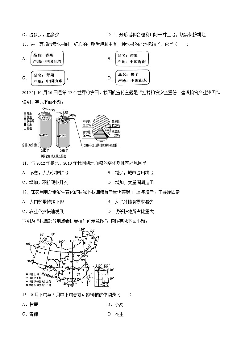 中图版七年级下册4.2 土地资源与农业（第2课时）（课件+教案+学案+练习）02