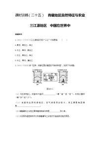 2022年中考地理人教版总复习一轮复习-课时训练25 青藏地区自然特征与农业 三江源地区 中国在世界中