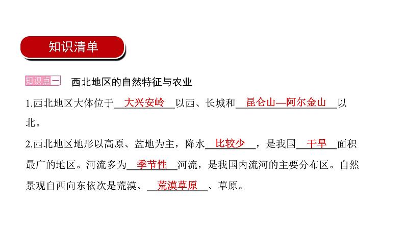 2022年中考地理一轮复习课件：八年级下册第八章  西北地区02