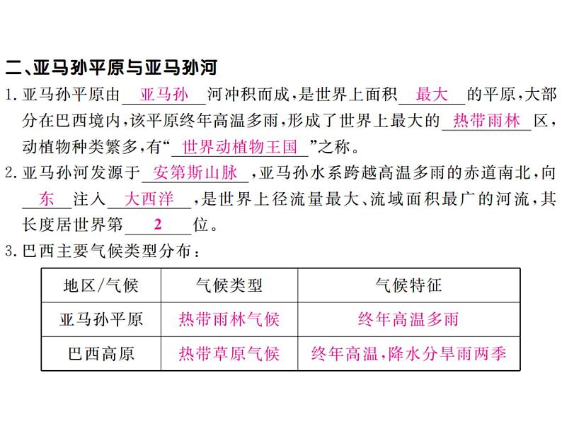 湘教版七年级地理下册第八章 走进国家 第六节  巴  西习题课件第4页