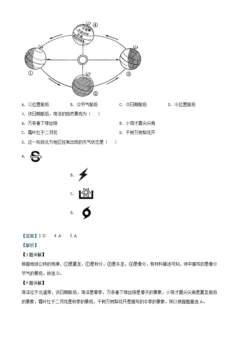 精品解析：山东省菏泽市曹县2019-2020学年九年级中考二模地理试题（解析版）第2页
