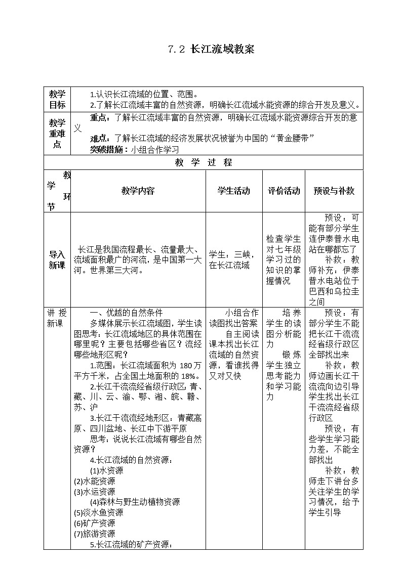 7.2 长江流域（课件+教案+练习+学案）01