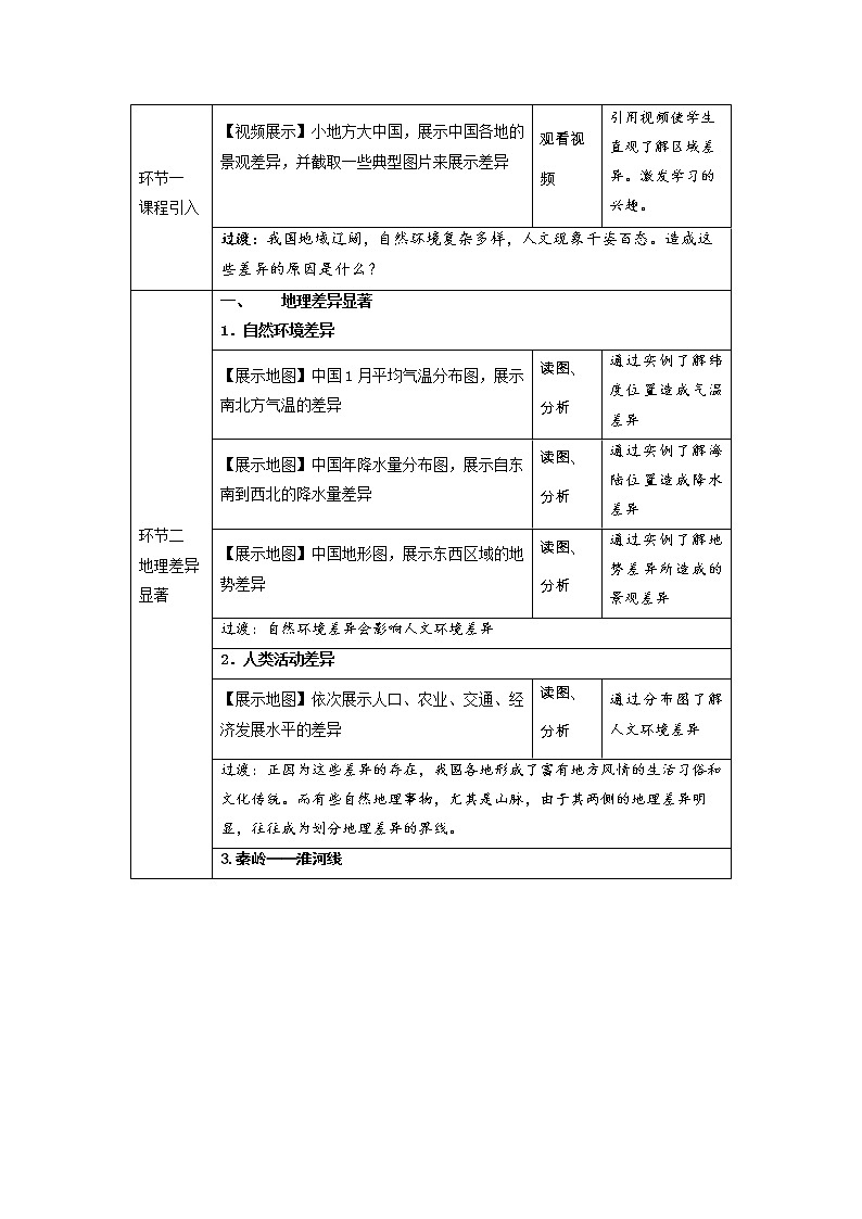 第五章中国的地理差异教学设计-2021-2022学年八年级地理下学期人教版第2页